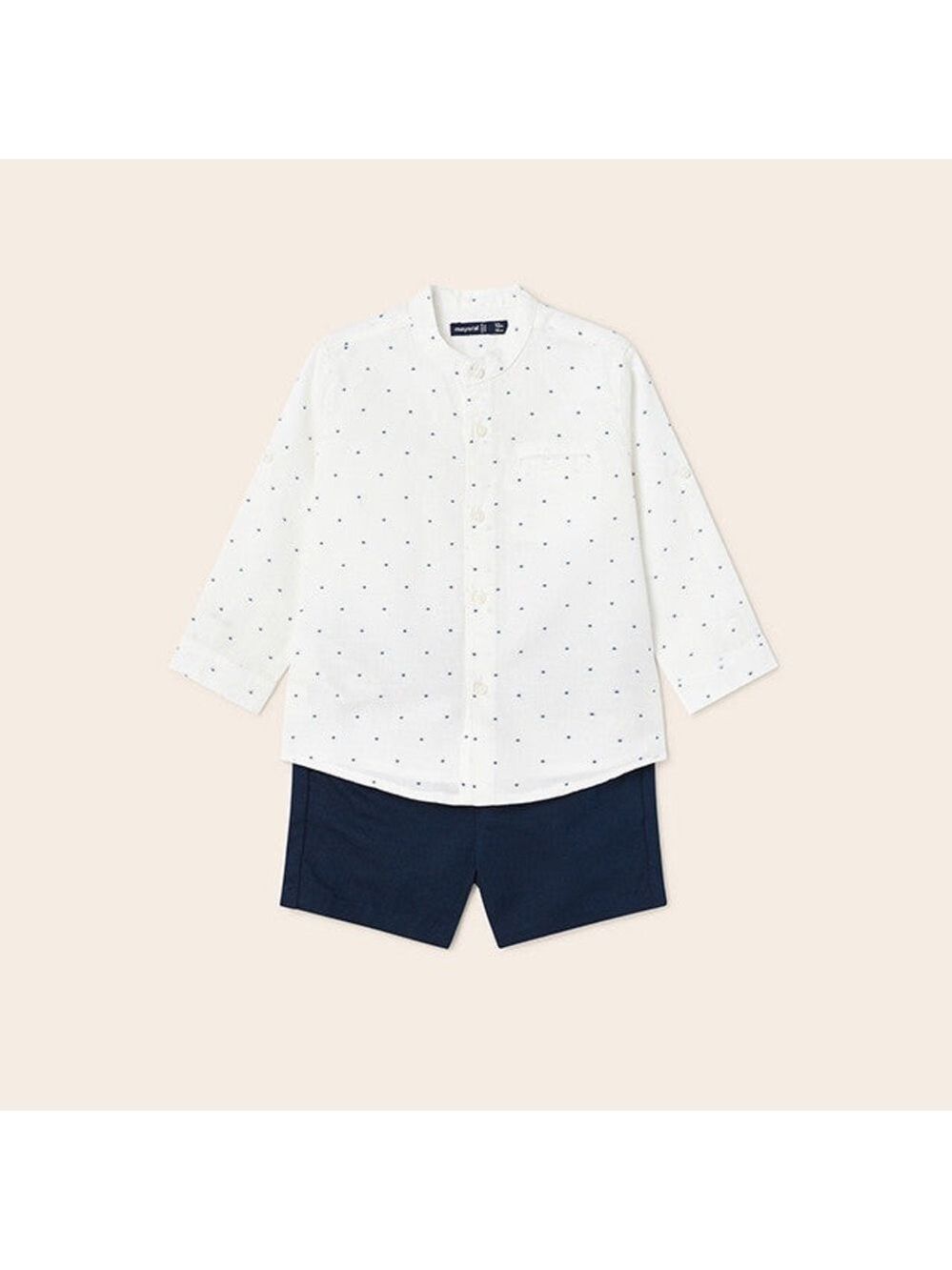 Mayoral White Shirt with Navy Dots